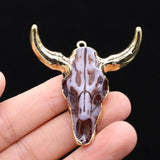 Bull Head Pendant Gemstone Necklace Bracelet Earrings Set