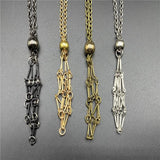 Antique Silver Crystal Cage Pendant Necklace Holder Metal Chain