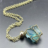 Antique Silver Crystal Cage Pendant Necklace Holder Metal Chain