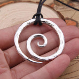 Viking Spiral Pendant Iron Necklace Leather Cord