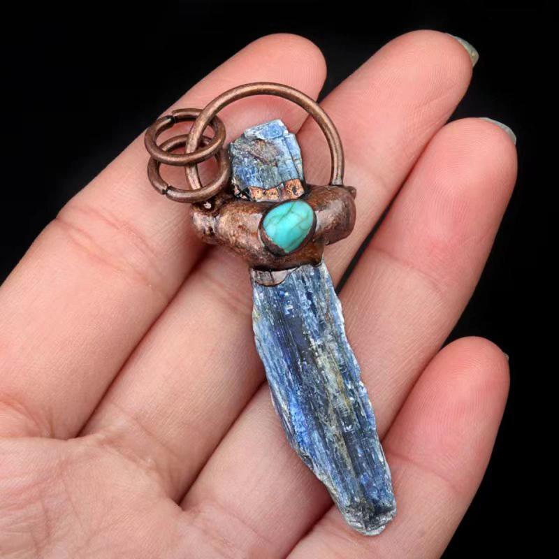 Natural Stone Crystal Bronze-Coloured Pendant for DIY Necklace