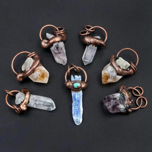 Natural Stone Crystal Bronze-Coloured Pendant for DIY Necklace