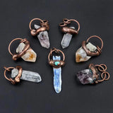 Natural Stone Crystal Bronze-Coloured Pendant for DIY Necklace