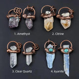 Natural Stone Crystal Bronze-Coloured Pendant for DIY Necklace