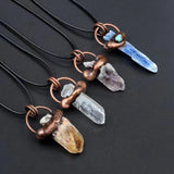 Natural Stone Crystal Bronze-Coloured Pendant for DIY Necklace