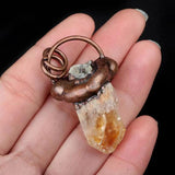 Natural Stone Crystal Bronze-Coloured Pendant for DIY Necklace