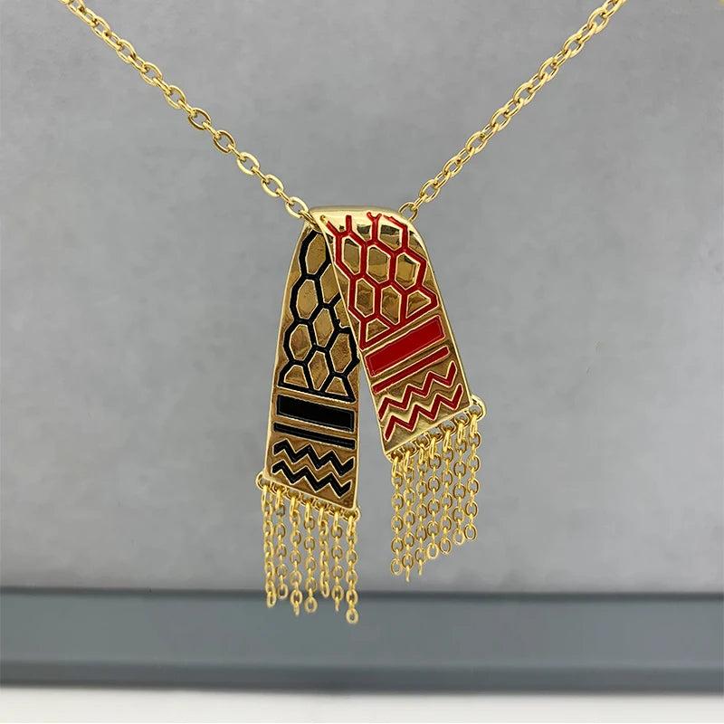 Stainless Steel Kufiya Shape Pendant Necklaces Scarf Pendant Chain Necklace