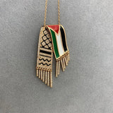 Stainless Steel Kufiya Shape Pendant Necklaces Scarf Pendant Chain Necklace
