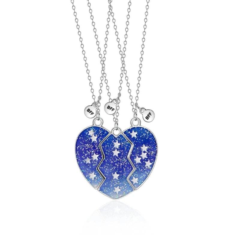 3-Piece Dolphin Heart Pendant Choker Magnetic Necklace Jewelry