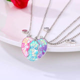 3-Piece Dolphin Heart Pendant Choker Magnetic Necklace Jewelry
