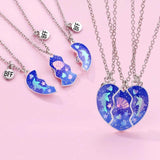 3-Piece Dolphin Heart Pendant Choker Magnetic Necklace Jewelry