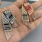 Stainless Steel Kufiya Shape Pendant Necklaces Vintage Scarf Chain Jewelry