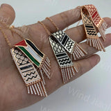 Stainless Steel Kufiya Shape Pendant Necklaces Vintage Scarf Chain Jewelry