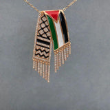 Stainless Steel Kufiya Shape Pendant Necklaces Vintage Scarf Chain Jewelry