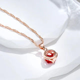 Romantic Red Zircon Necklace for Women 585 Rose Couple Gift Pendant