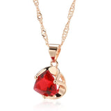 Romantic Red Zircon Necklace for Women 585 Rose Couple Gift Pendant