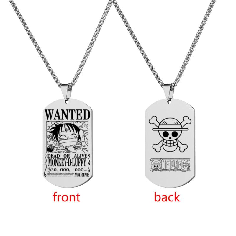 One Piece Luffy Zoro Necklace Stainless Steel Dog Tag Pendant for Fans
