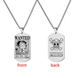 One Piece Luffy Zoro Necklace Stainless Steel Dog Tag Pendant for Fans