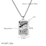 One Piece Luffy Zoro Necklace Stainless Steel Dog Tag Pendant for Fans