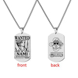 One Piece Luffy Zoro Necklace Stainless Steel Dog Tag Pendant for Fans