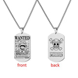 One Piece Luffy Zoro Necklace Stainless Steel Dog Tag Pendant for Fans