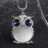 Owl Pendant Necklace for Women Long Sweater Chain Rhinestone Necklaces