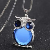 Owl Pendant Necklace for Women Long Sweater Chain Rhinestone Necklaces