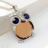 Owl Pendant Necklace for Women Long Sweater Chain Rhinestone Necklaces
