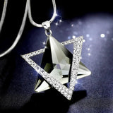 Delicate David Star Pendant Necklace Women Rhinestone Crystal Sweater Chain