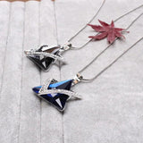 Delicate David Star Pendant Necklace Women Rhinestone Crystal Sweater Chain