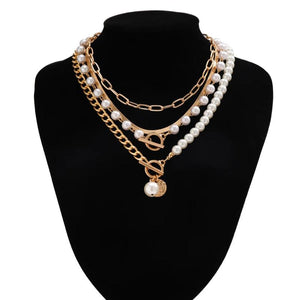3pcs Baroque Pearl Necklace Set Irregular Chain Collarbone Jewelry