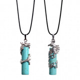 Dragon Phoenix Stone Pendant Necklace Female Jewelry