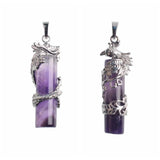 Dragon Phoenix Stone Pendant Necklace Female Jewelry