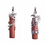 Dragon Phoenix Stone Pendant Necklace Female Jewelry