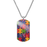 Autism Awareness Puzzle Pieces Printed Necklace Titanium Steel Pendant
