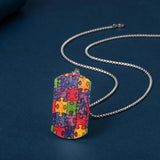 Autism Awareness Puzzle Pieces Printed Necklace Titanium Steel Pendant