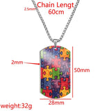 Autism Awareness Puzzle Pieces Printed Necklace Titanium Steel Pendant