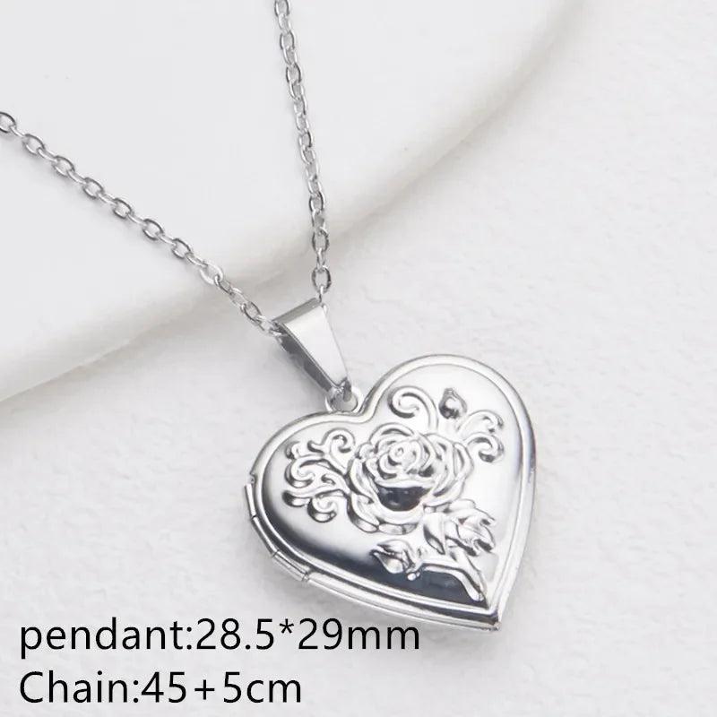 Vintage Stainless Steel Heart Pendant Necklace for Women