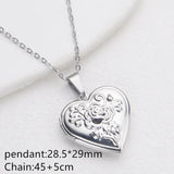 Vintage Stainless Steel Heart Pendant Necklace for Women