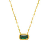 Gold-plated Emerald & Turquoise Geometric Pendant Necklace