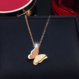 Frosted Butterfly Necklace Charm Stainless Steel Pendant For Women Girl