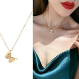 Frosted Butterfly Necklace Charm Stainless Steel Pendant For Women Girl