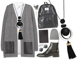 Long Tassel Sweater Chain Necklace Geometric Circle Moon Square Ball Pendant