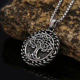 Nordic Tree of Life Pendant Stainless Steel Viking Necklace