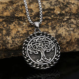 Nordic Tree of Life Pendant Stainless Steel Viking Necklace
