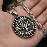 Nordic Tree of Life Pendant Stainless Steel Viking Necklace
