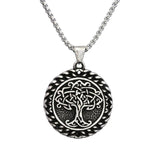 Nordic Tree of Life Pendant Stainless Steel Viking Necklace