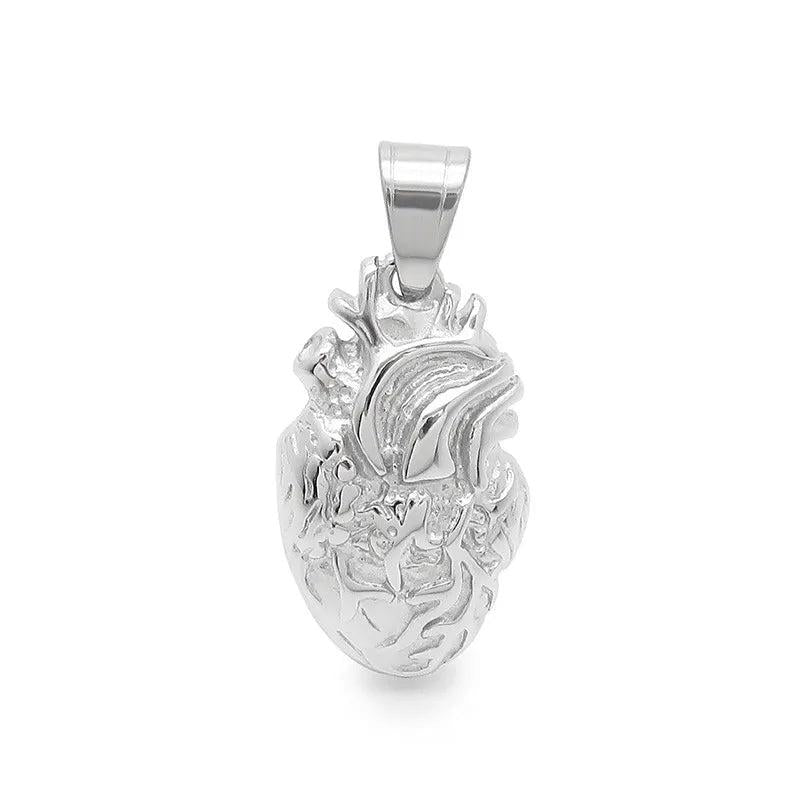 Heart Pendant Necklace for Men Couple's Gift Stainless Steel Jewelry