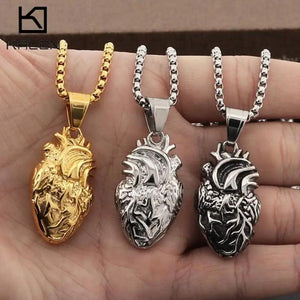 Heart Pendant Necklace for Men Couple's Gift Stainless Steel Jewelry