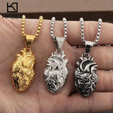 Heart Pendant Necklace for Men Couple's Gift Stainless Steel Jewelry